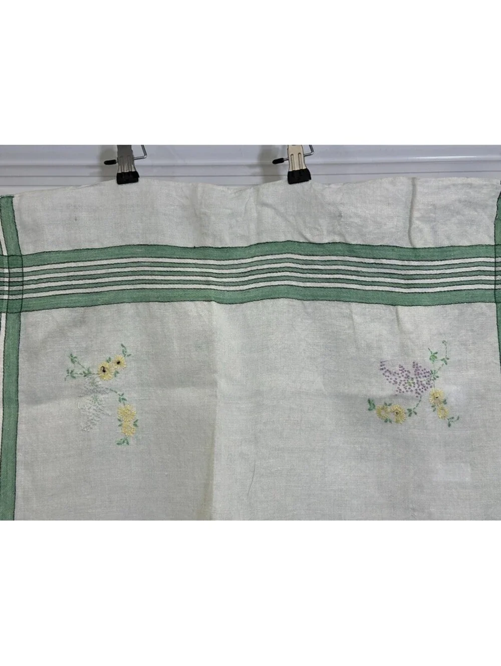Vintage Embroidered Card Table Tablecloth Topper Floral Flowers READ LOOK Cutter